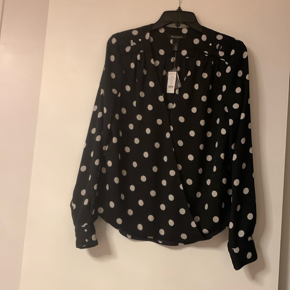 Size 10 White House Black Market Polka dots Blouse New With Tags